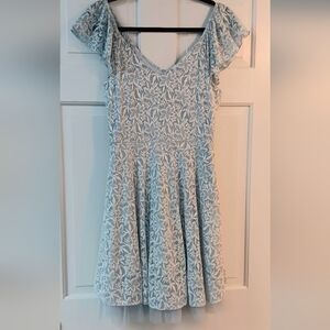 Disney's Cinderella Cottagecore Princess Sky Blue Lace Ruffled Hem Mini Dress